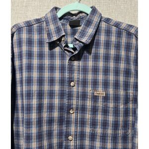 Carhartt Work Shirt Men's 2XL 50' Blue Plaid Rugged Cotton Canvas Long Sleeve